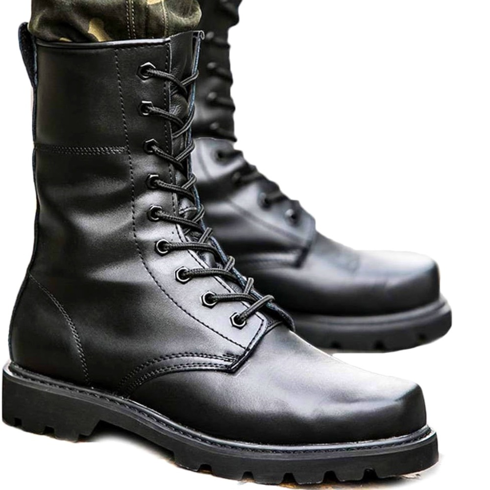 CnFPX Black Steel Toe Millitary/Goth Boots With Side Zip Size EU39/US7.5